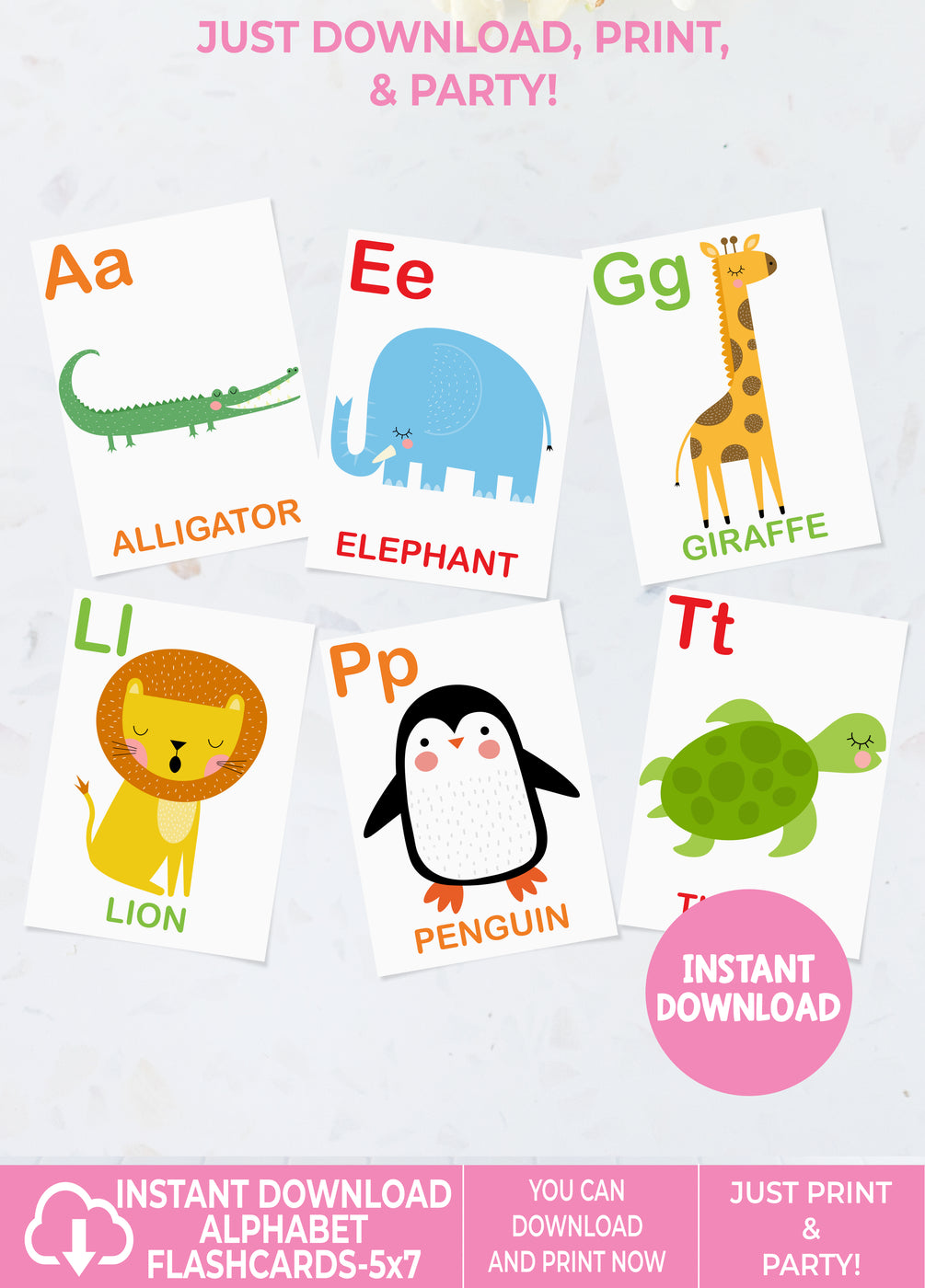 Instant Download 5x7 Animal Alphabet Flashcards-FC001 — Premier Party ...