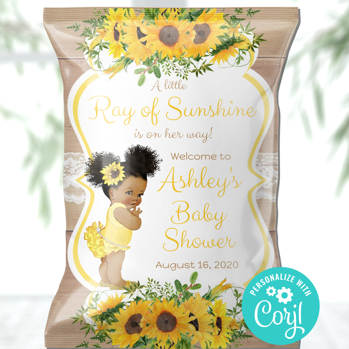 Editable Instant Access/Download Little Sunshine Sunflower Baby