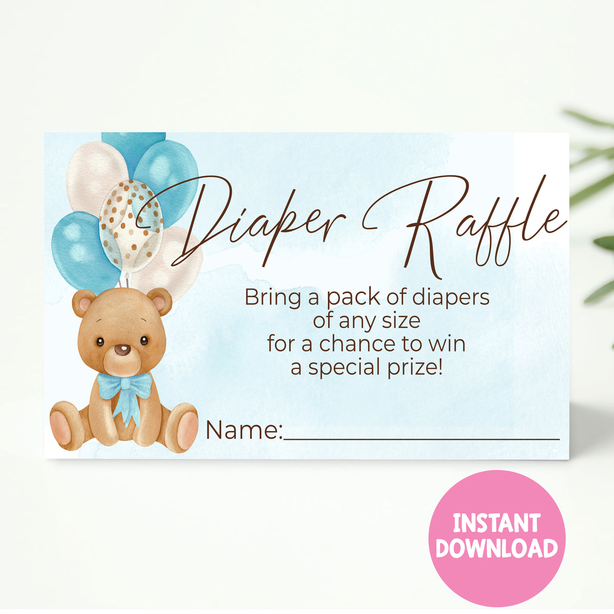 Instant Download Blue Teddy Bear Wishes for Baby Game-BS018