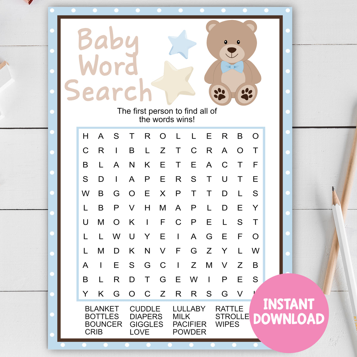 Baby boy 2024 word search