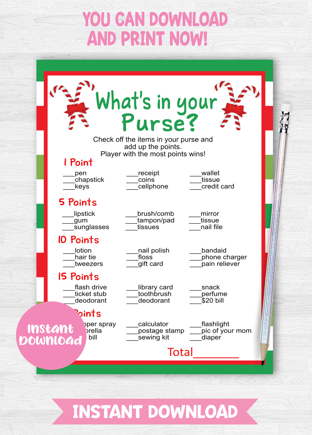 Instant Download Christmas What's in Your Purse Game-CG001 — Premier ...